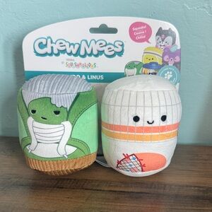 Squishmallows Chew Mees Green and White Plush Set